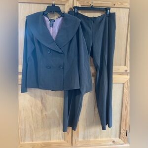 A.P.N.Y gray minimalist 2 piece career business pants suit size 12